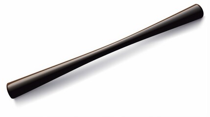 A sleek, solitary black wooden baseball bat casting a subtle shadow on a clean white backdrop, emphasizing simplicity and form