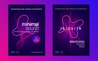 Fest Banner. Festival Cover. Party Background. Blue Dance Poster. Dj Concert Element. Green Night Club Design. Soundwave Disco Illustration. Pink Fest Banner