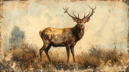 Fototapeta premium Noble Deer Illustration with Intricate Line Work, generative ai