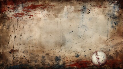 This image shows a faded baseball resting on a textured grungy surface, hinting at a sense of nostalgia and the passage of time