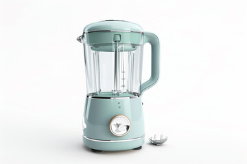 A blender with a compact size and a detachable blade assembly for easy cleaning isolated on a solid white background.