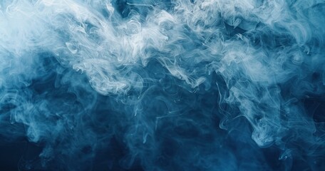 A dark blue water texture background with white smoke and fog