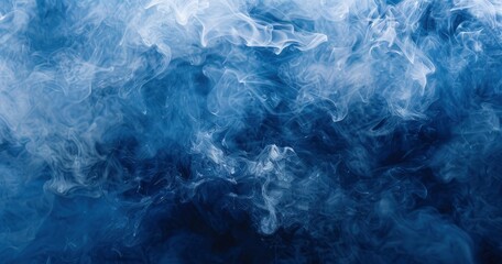 A dark blue water texture background with white smoke and fog