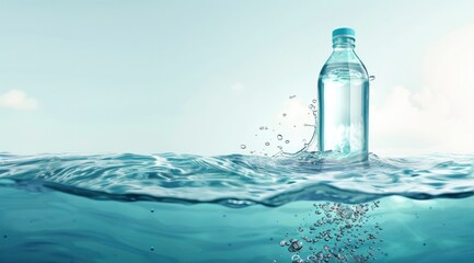 A plastic water bottle clean drinking water. advertising concept