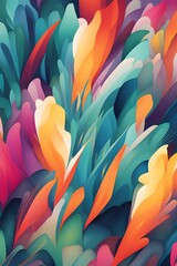 Abstract patterns with bursts of vibrant colors and energetic shapes