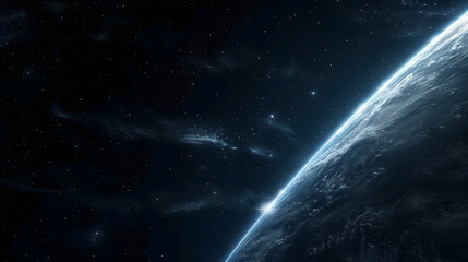 Fototapeta premium Earth Planet Among Glowing Stars in Deep Space