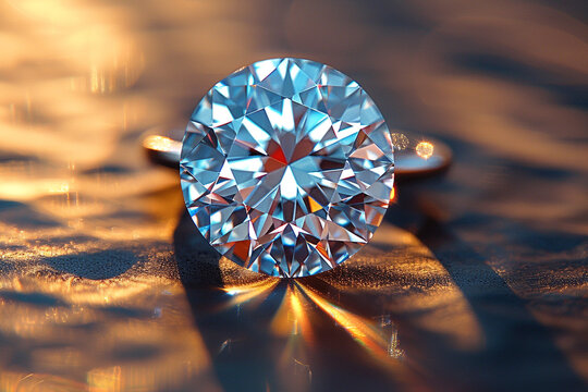 A close-up of a diamond ring sparkling under sunlight.