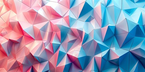 Obraz premium White, Blue and Pink Polygonal Surface with Triangular Pyramids.