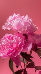 AI Generated Image Peonies on a bright smooth pink background Motherâ€™s Day concept