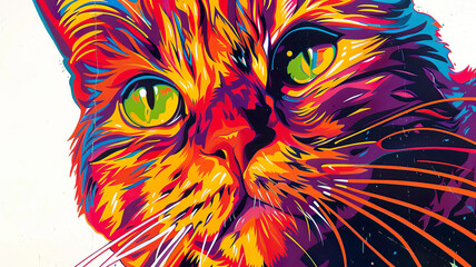 Vibrant Swirl Cat Art