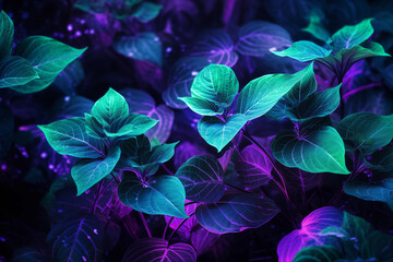 Bunch purple flowers sitting on top of a leafy green plant flowers in garden gardening and natural beatuy concept - obrazy, fototapety, plakaty