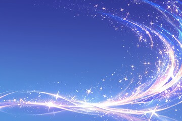 White glowing lines and a light blue background with stars shining on the screen in a shiny, sparkling style. 