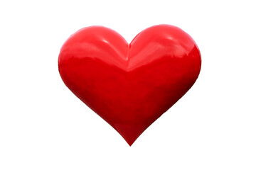 A red convex heart on a white background. Valentine's day.