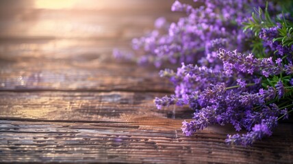 Rustic arrangement of fragrant lavender flowers in close-up.
