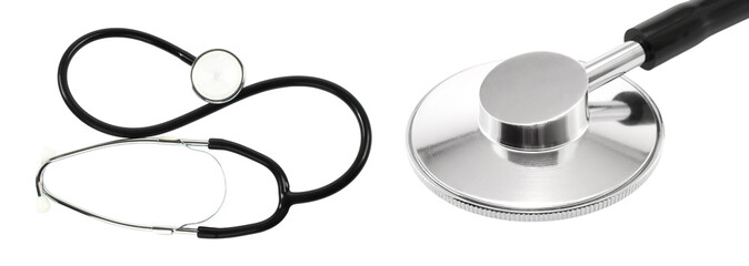 Set of Stethoscopes, isolated on transparent background, medical concepts