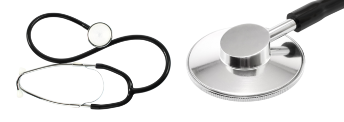 Set of Stethoscopes, isolated on transparent background, medical concepts