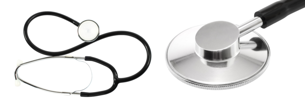 Set of Stethoscopes, isolated on transparent background, medical concepts