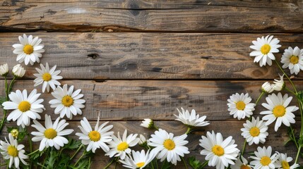 Obraz premium White chamomile flowers, natural background. An invitation card, a place for the text.