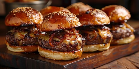 gourmet beef sliders with cheese and caramelized onions