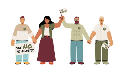 Protest illustration: Save the planet, end plastic. Isolated background.