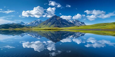 Tranquil mountain reflection in an Icelandic lake
