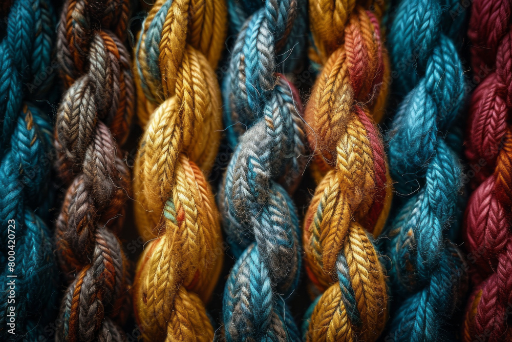 Poster An elegant representation of a tapestry woven with threads of various textures and colors, each thread essential to the whole,