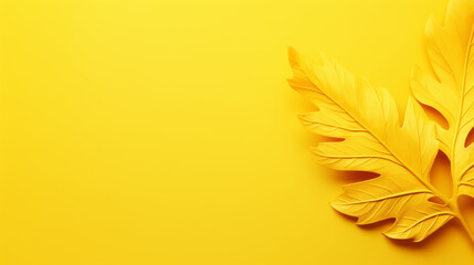 yellow leaf on yellow background with space for design