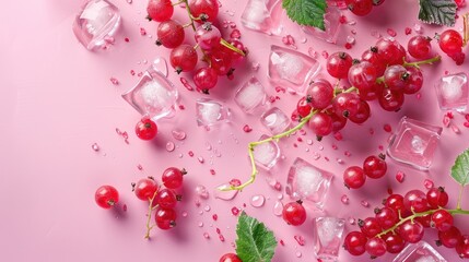 Fresh currants, natural fruits with a high content of vitamins and nutrients, the concept of a healthy diet. View from above.