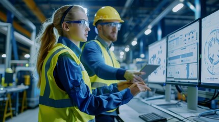 Engineers Monitoring Production Data