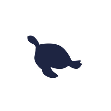 recommend clip art: Cute sea turtle silhouette vector icon, cartoon tortoise, ocean wild reptile animal swimming, exotic amphibian pet