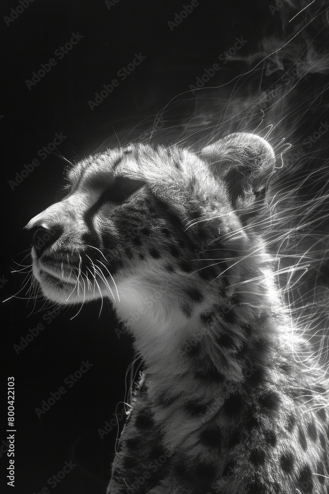 Fototapete a design where the patterns of a cheetah's coat flow into speed lines, emphasizing their incredible 