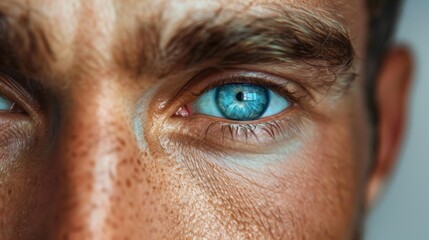 Fototapeta premium A Man's Piercing Blue Eye