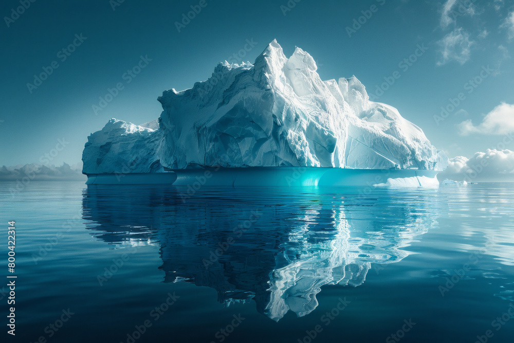 Poster A conceptual image of an iceberg, with visible and submerged portions, representing hidden water resources,