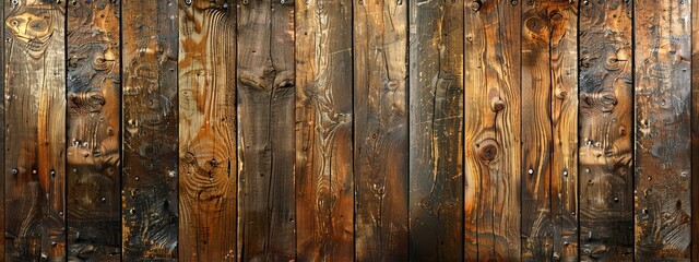 Fototapeta premium Close-up of textured wooden planks with warm tones and natural patterns.