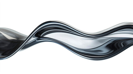 A sleek and curving wave with a sculpted 3D form isolated on solid white background.