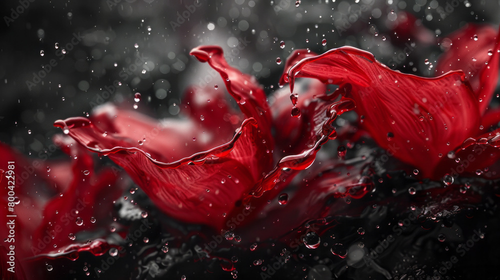 Poster a composition with pulsating heart shapes in shades of red, pumping vitality and passion into a blac