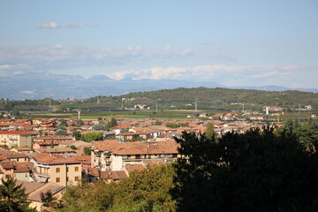 Fototapeta premium Mantova Italy 10 09 2023 . Red tiled roofs in the city of Mantua.