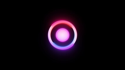 Abstract neon location icon and neon circle illustration background.