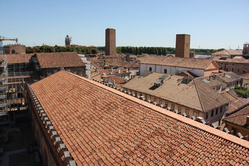 Mantova Italy 10 09 2023 . Red tiled roofs in the city of Mantua.