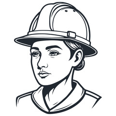 Working woman in hard hat, vector illustration