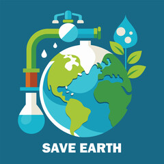 Every Drop Counts Save Water Save Earth | Save Lives Water Conservation Logo | Conserve Today Thrive Tomorrow