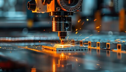 A customdesigned robot performing intricate engraving on luxury goods, detailed craftsmanship