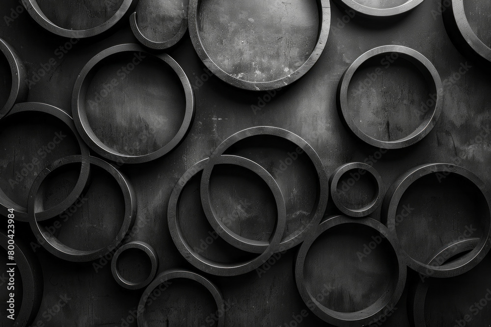 Leinwandbilder an arrangement of overlapping circles in varying opacities of black, creating a sense of depth and c