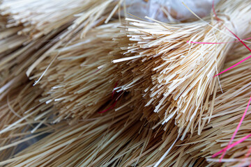 bamboo processed into fiber and dried