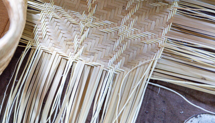 The process of Weaving baskets. Most local resources make Bamboo Crafts