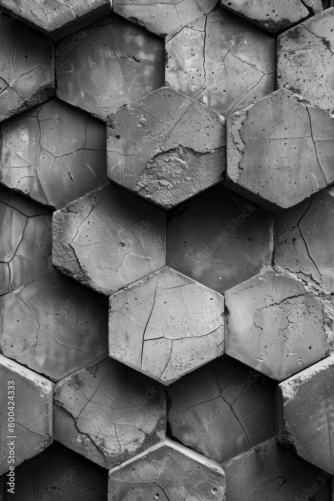 Poster an image of a single, large hexagon, divided into a spectrum of gray-scale panels, exploring the nua