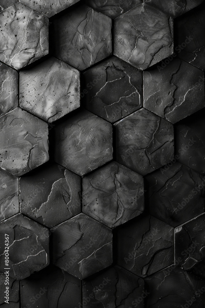 Fototapete an image of a single, large hexagon, divided into a spectrum of gray-scale panels, exploring the nua