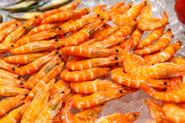Tiger shrimp. Fresh tasty prawns ready to be cooked.