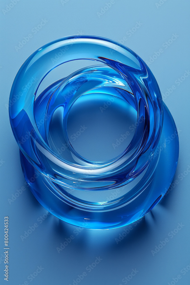 Poster a minimalist depiction of overlapping rings, each ring a different shade of blue, symbolizing harmon
