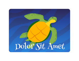 Colorful sea turtle ocean background vector illustration